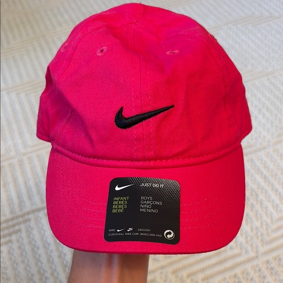 Nike Infant Bold Pink Hat with Black Logo - Picture 1 of 5